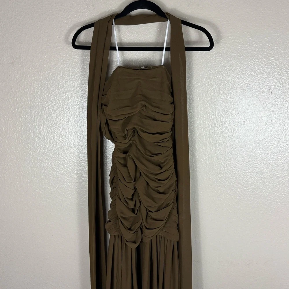 L'Academie Tia Gown in Brown Olive - Picture 9 of 10